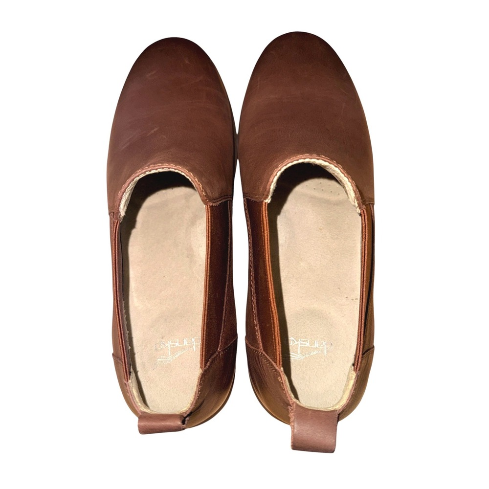 NEW Dansko Chelsea Boots Womens 9-9.5/40 Ankle Boots Burnished Brown Leather Lug - Picture 11 of 14
